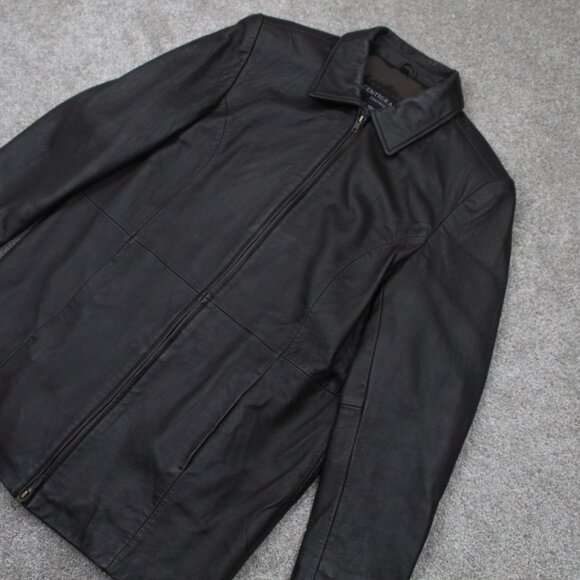 Centigrade Leather Jacket Mens Medium Brown Full Zip Polyester Lined Coat - Picture 3 of 13